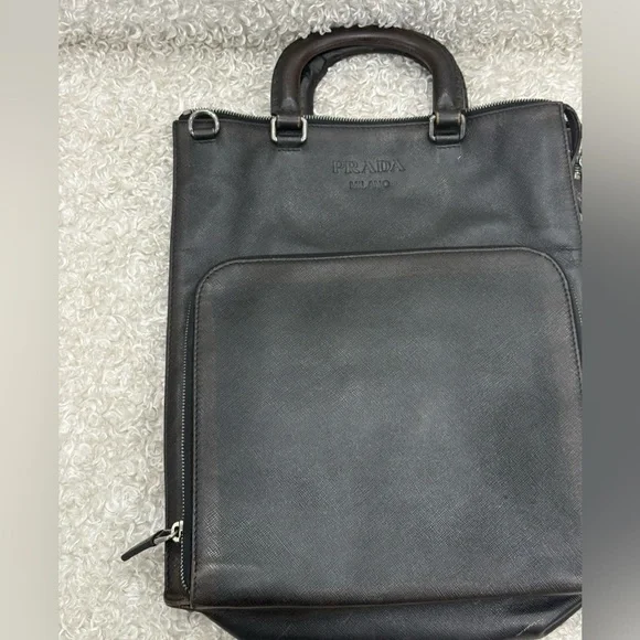 Prada Aged Saffiano Leather Vertical Briefcase Bag - Picture 4 of 16